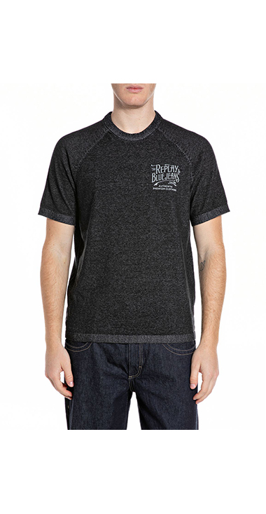 ブラックデニムハーフスリーブセーター